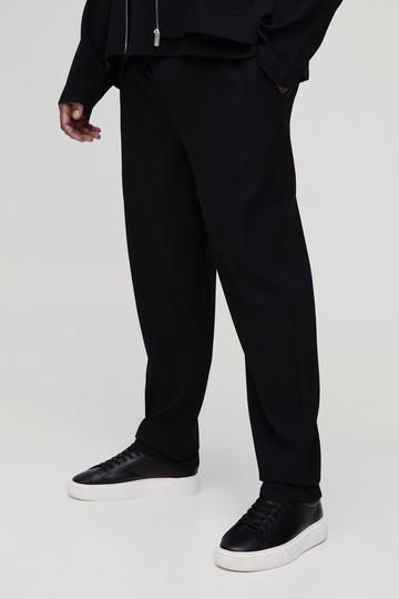 Plus Pleated Tapered Trousers black