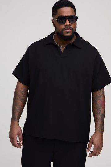 Black Plus Pleated Regular Fit Polo Shirt