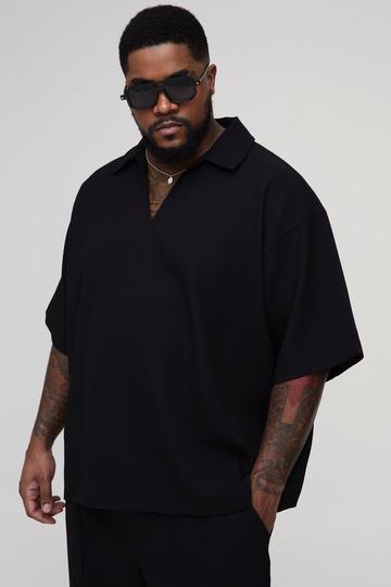 Plus Pleated V Neck Shirt black