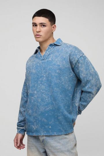 Oversized Washed Revere Sweatshirt Polo teal