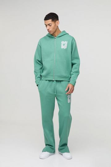 Green Oversized Boxy 13 Print Zip Through Tracksuit