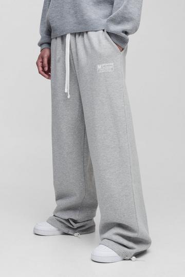 Grey Tall Wide Leg Tie Cuff Double Waistband Joggers