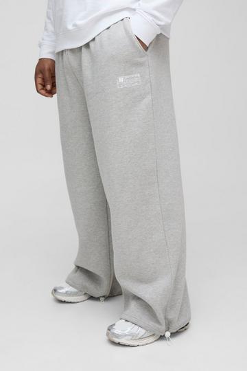 Grey Plus Wide Leg Tie Cuff Joggers