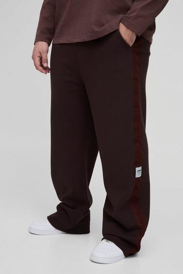 Plus Relaxed Stripe Detail Woven Tab Jogger chocolate