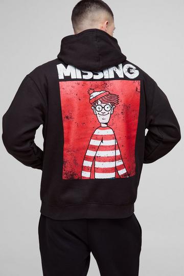 Black Oversized Where's Wally License Hoodie