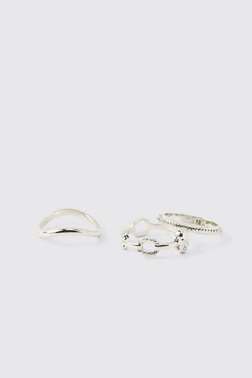 Silver 3 Pack Skull Silver Rings