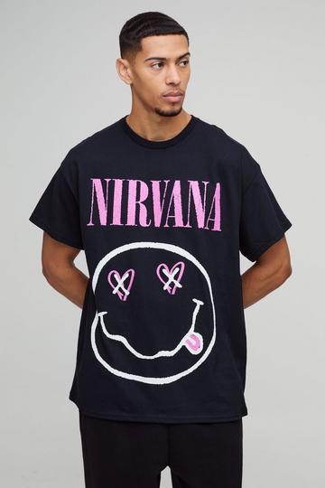 Oversized Nirvana Heart License Graphic T-Shirt black