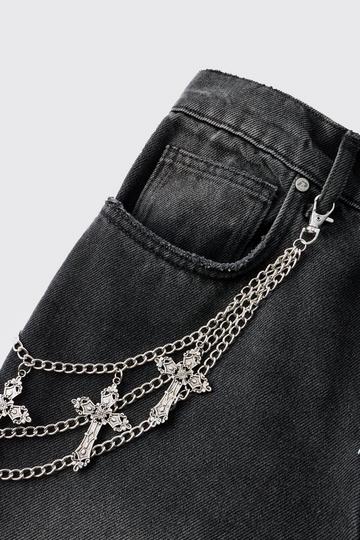 Multiple Cross Jean Chain silver