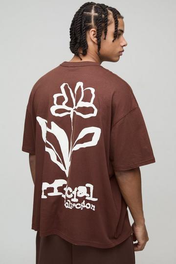 Oversized Official Graffiti Floral Graphic T-Shirt chocolate