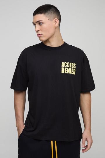 Oversized Access Denied Slogan Graphic T-Shirt black