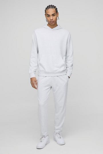 MAN. Basic Lightweight Over The Head Hoodie and Relaxed Tapered Jogger Set grey marl