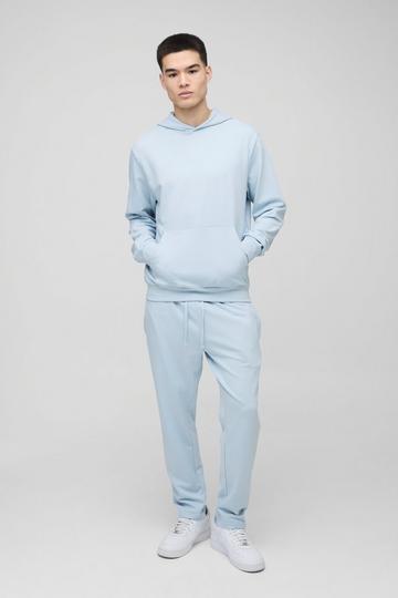 Basic Lightweight Over The Head Hoodie and Relaxed Tapered Jogger Set sky blue