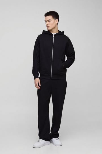 MAN. Basic Lightweight Zip Through Hoodie and Straight Leg Jogger Set black