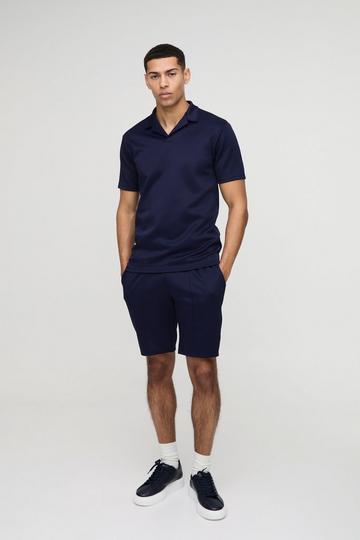 Slim Scuba Polo & Short Set navy