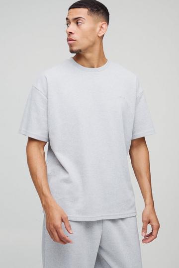 Oversized Man Embroidered Waffle T-Shirt grey