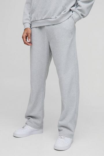 Man Embroidered Waffle Straight Leg Joggers grey