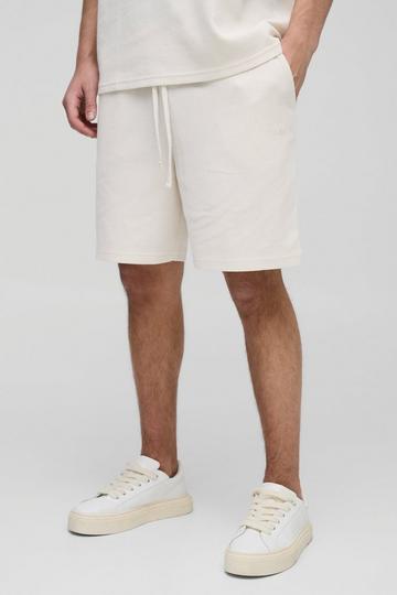 Relaxed Man Embroidered Waffle Shorts ecru