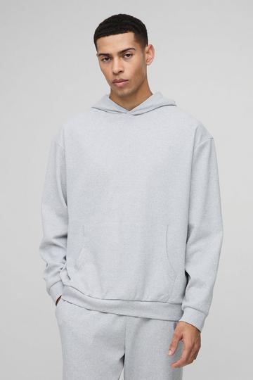 Oversized Man Embroidered Waffle Hoodie grey