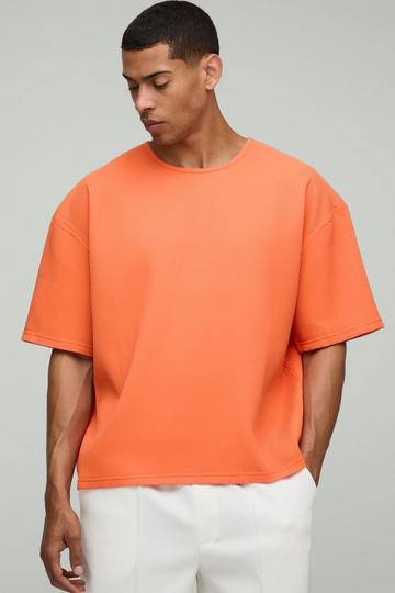 Oversized Geplooid Boxy T-Shirt orange