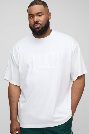 Plus Oversized MMXXIII Crackle Print T-Shirt white