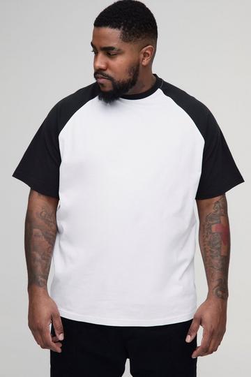 White Plus Raglan Sleeve T-Shirt