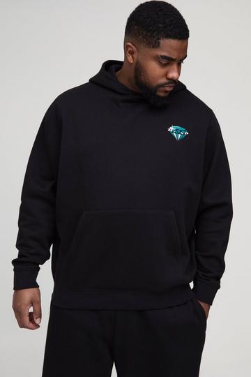 Plus Diamond Embroidered Regular Fit Hoodie black