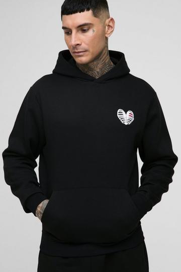 Tall Rib Cage Embroidered Regular Hoodie black