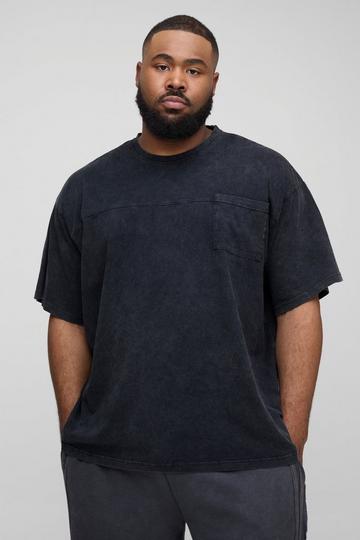 Plus Oversized Washed Pocket T-Shirt black