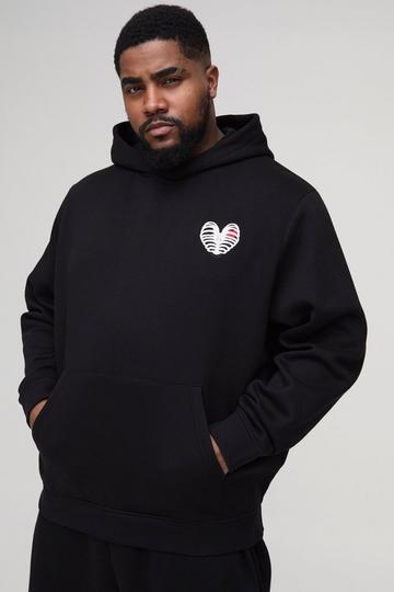 Black Plus Ribcage Embroidered Hoodie