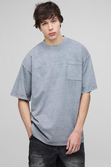 Tall Oversized Washed Pocket T-Shirt charcoal