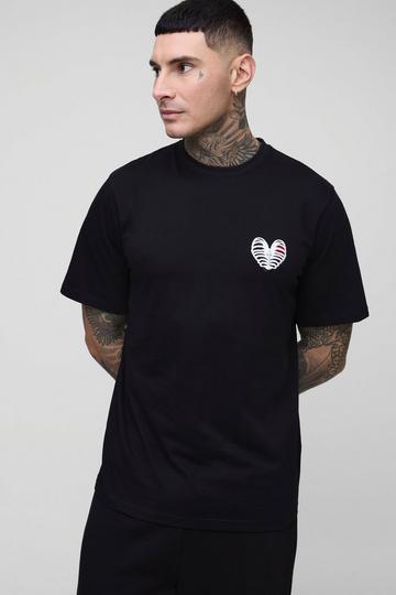 Tall Heart Ribcage Embroidered T-Shirt black