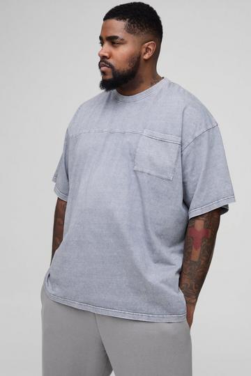 Plus Oversized Washed Pocket T-Shirt charcoal