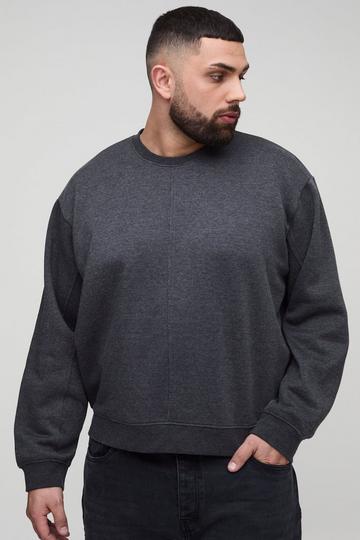 Plus Oversized Boxy Trui Met Naaddetail charcoal