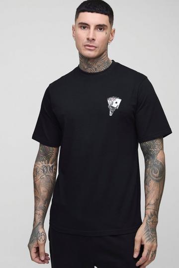 Tall Skeleton Hand Embroidered T-Shirt black