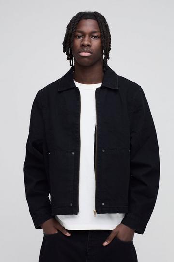 Carpenter Black Denim Harrington Jacket true black