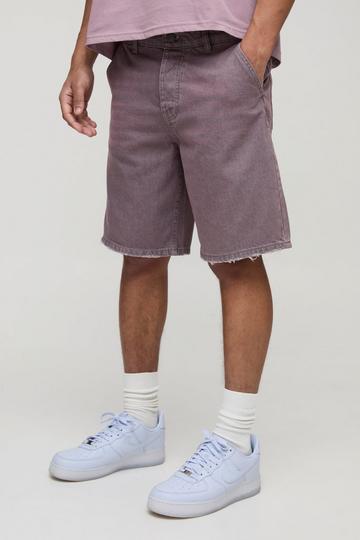 Pink Relaxed Fit Pink Tint Nibbled Hem Denim Shorts