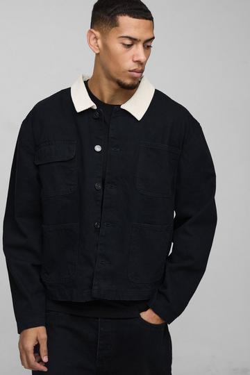 Regular Cord Collar Denim Jacket true black