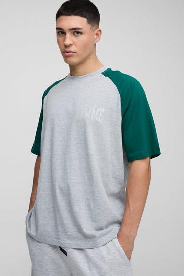 Oversized Raglan Sleeve Colour Block Graphic T-Shirt green