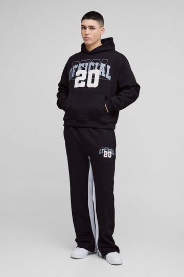 Oversized Boxy Official Varsity Distressed Gusset Tracksuit black