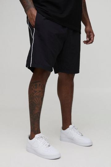 Plus Regular Fit Piping Detail Nylon Shorts black