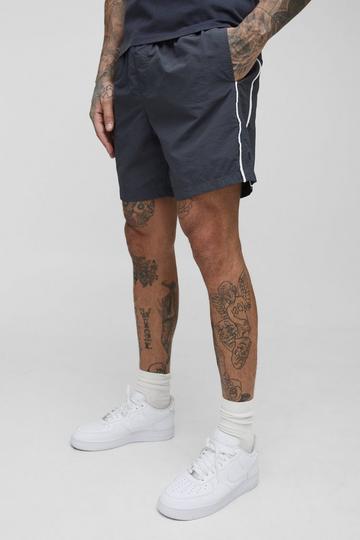 Tall Piping Detail Nylon Shorts charcoal