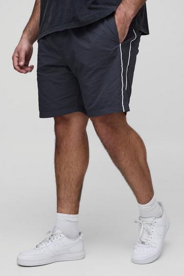Plus Regular Fit Piping Detail Nylon Shorts charcoal
