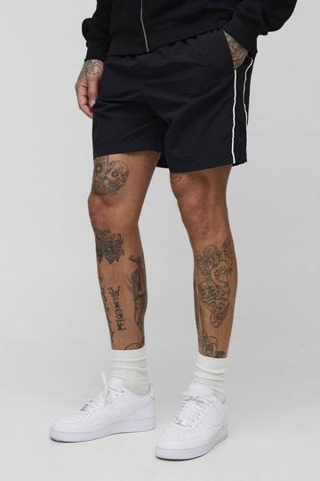 Tall Piping Detail Nylon Shorts black