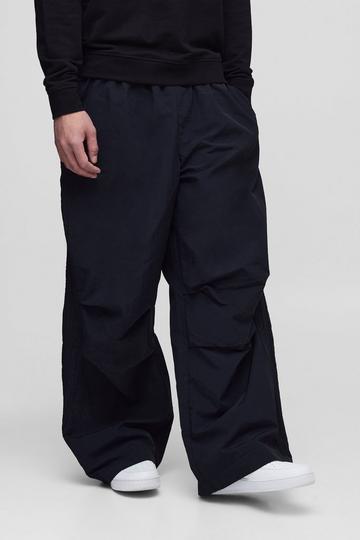 Tall Elasticated Waist Pleat Parachute Trousers black