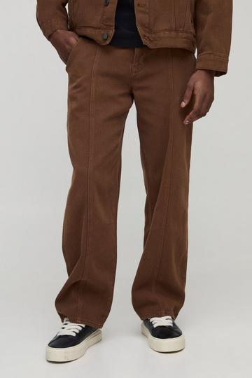 Relaxed Fit Seam Detail Brown Jeans brown