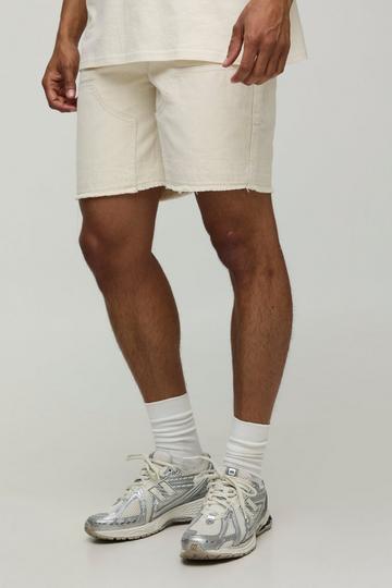 Relaxed Herringbone Twill Carpenter Shorts ecru
