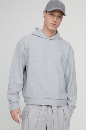Boxy Wool Look Hoodie light grey