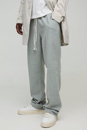 Elasticated Waist Relaxed Wool Look Pintuck Trousers light grey