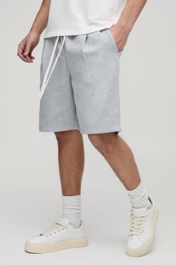 Elasticated Waist Relaxed Wool Look Shorts light grey