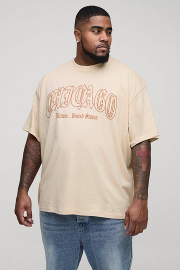 Plus Oversized Chicago Print T-shirt sand